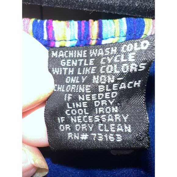 Spence Ribbon Print Chiffon Blouse Size Large Ruffle SS 
Lightweight Sheer Top - Picture 5 of 7